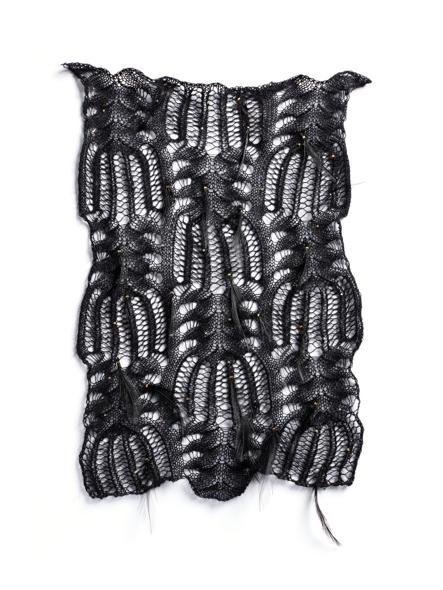 Echantillon plumasserie, Bird lace. Couleur : noir, blanc Catégorie : Black